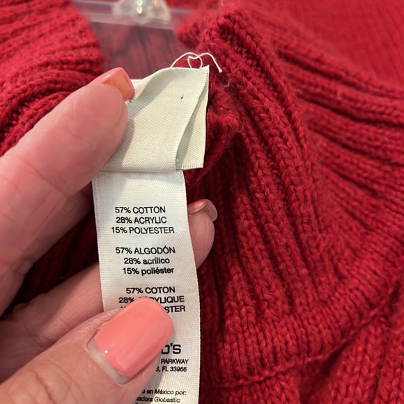 Zenergy ( by Chicos) red sweater poncho in S/M. High collar. Machine washable. - Picture 5 of 5